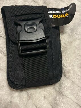 Durable Black Utility Pouch with Secure Buckle CorDura